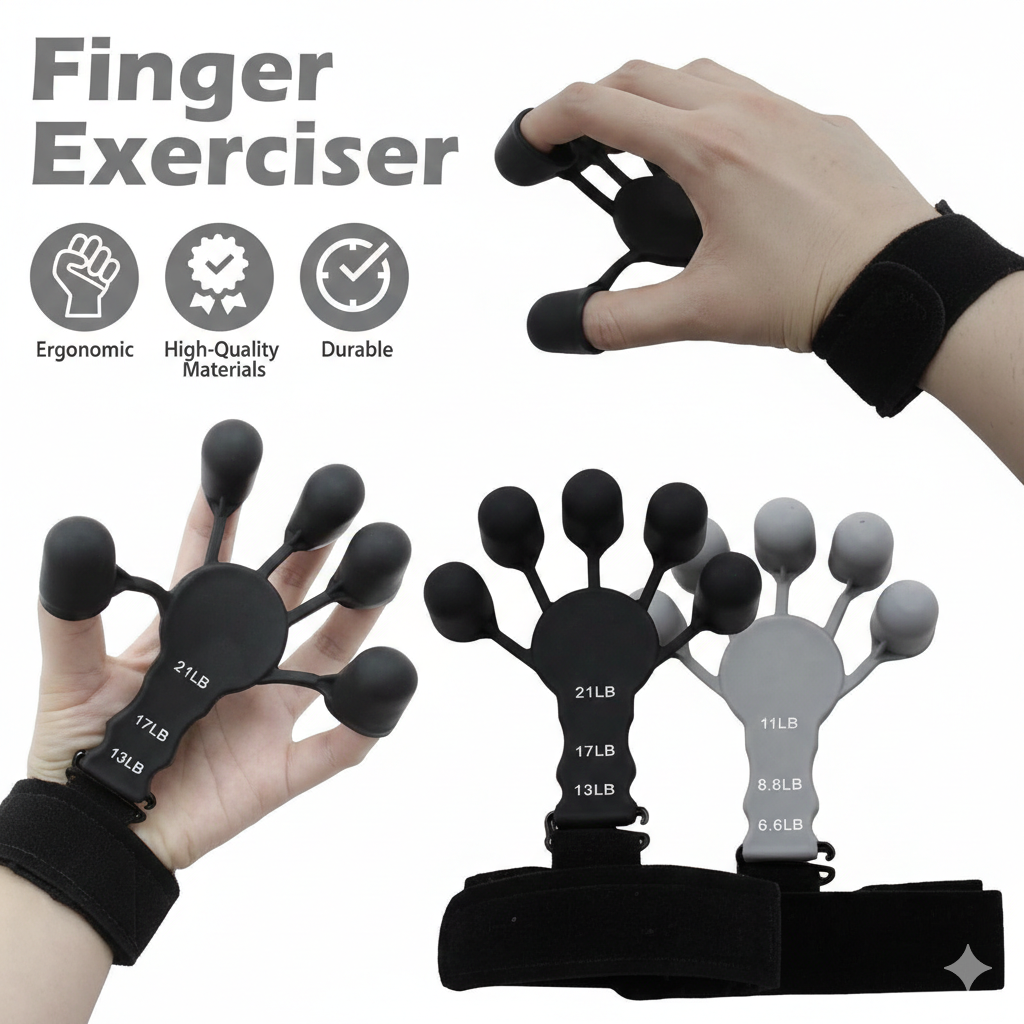 Silicone Finger Stretcher & Grip Strengthener – 3-Level Resistance