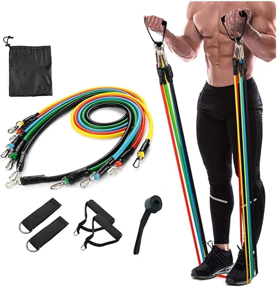 Natural Rubber Resistance Bands Set 11-in-1 – Home & Gym Workout Kit