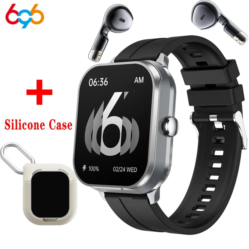 BT Call Blue Tooth Headphones Watches 2.01" Headset 2 in 1 Smart Watch Heart Rate Sport Fitness Bracelet TWS Earphone Smartwatch