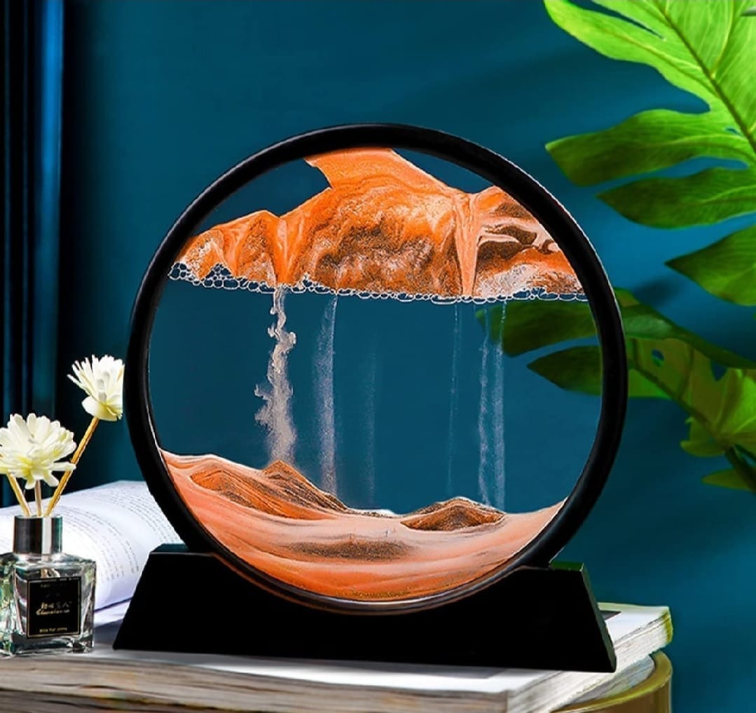 3D Moving Sand Art Lamp – Sandscape Mountain Showpiece with Stand