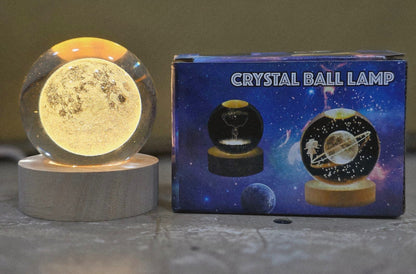 Galaxy Crystal Ball Lamp – USB LED Night Light with 3D Moon Design