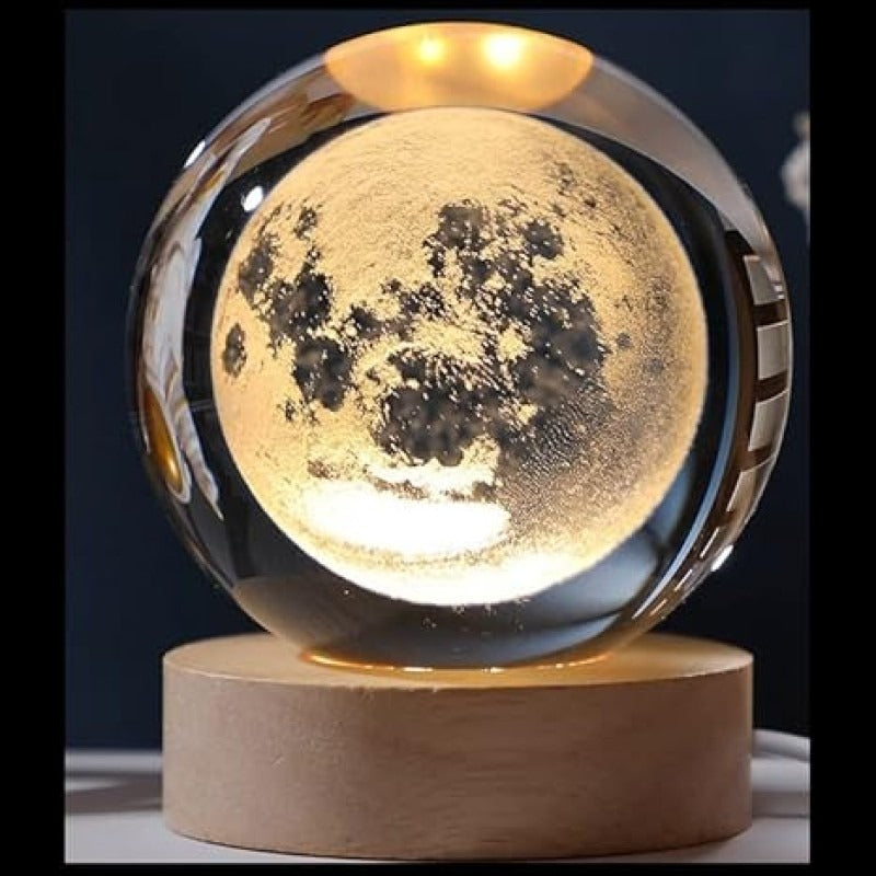 Galaxy Crystal Ball Lamp – USB LED Night Light with 3D Moon Design