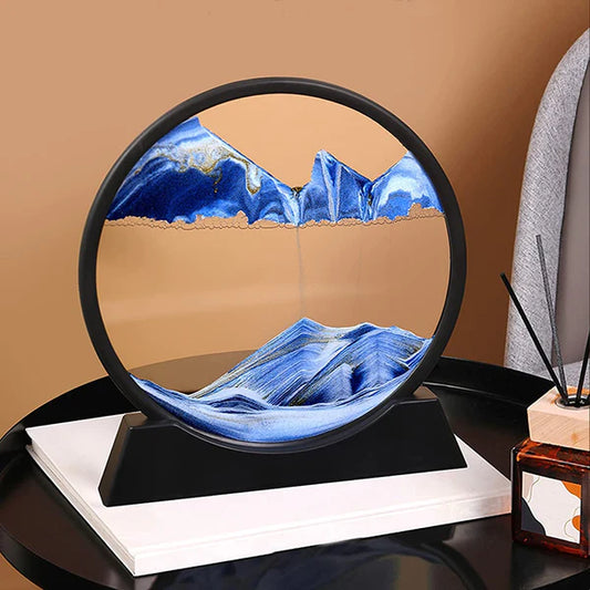 3D Moving Sand Art Lamp - Flowing Sand Painting Picture Dynamic Hourglass Decorative Desk Ornament Office Home Decor Lamp (Random Color)