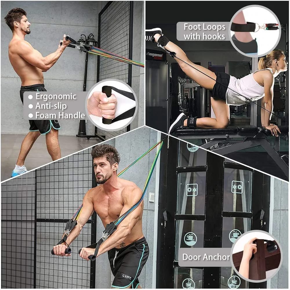 Natural Rubber Resistance Bands Set 11-in-1 – Home & Gym Workout Kit