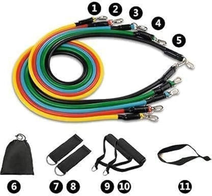 Natural Rubber Resistance Bands Set 11-in-1 – Home & Gym Workout Kit
