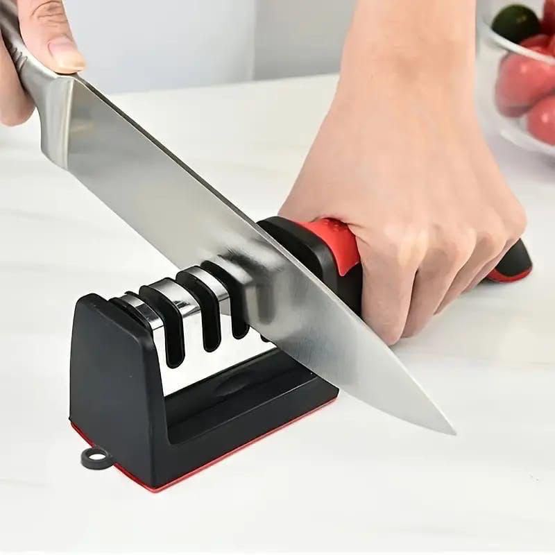 3-Stage Kitchen Knife Sharpener – Manual, Non-Slip