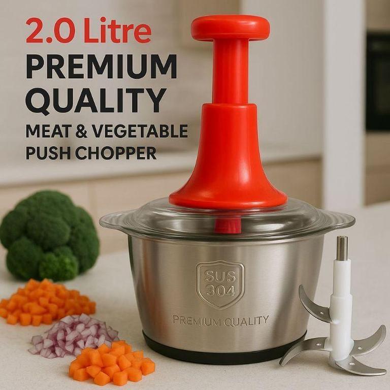 2L Manual Food Chopper – Push Mechanism, BPA-Free