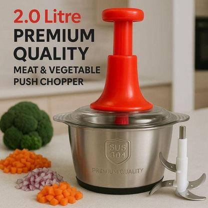 2L Manual Food Chopper – Push Mechanism, BPA-Free