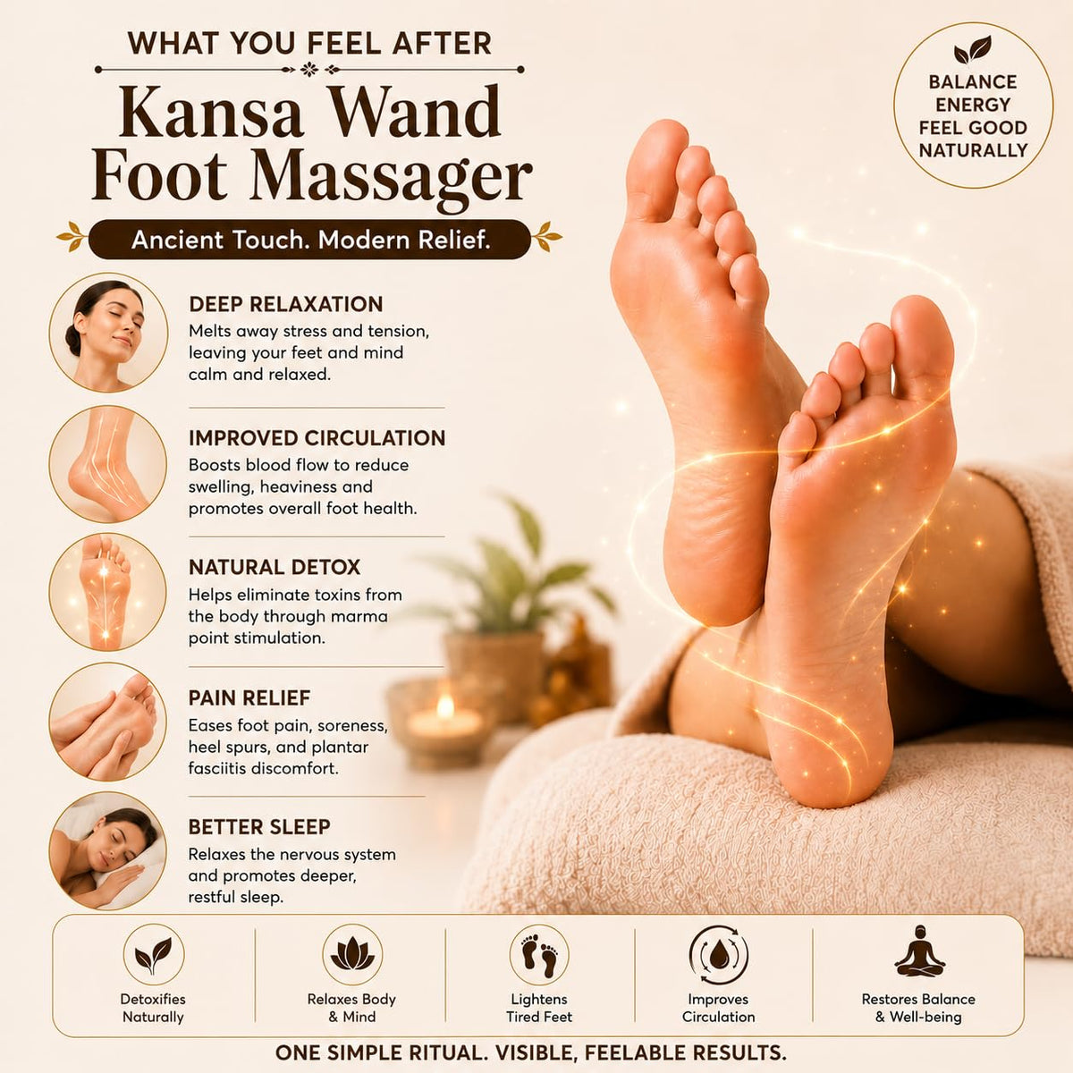 Kansa Wand Face & Foot Massager – Ayurvedic Bronze Tool