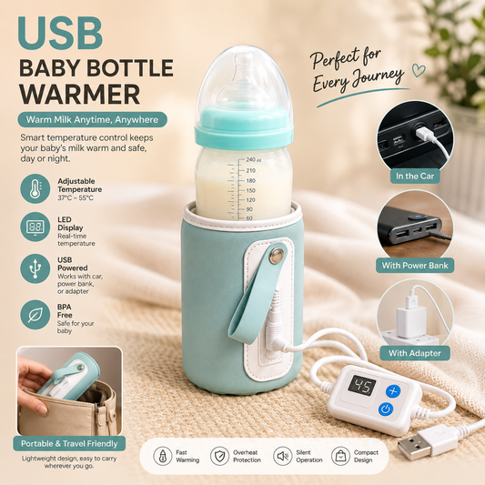 USB Baby Bottle Warmer With Adjustable Temperature Display Portable Milk Warmer