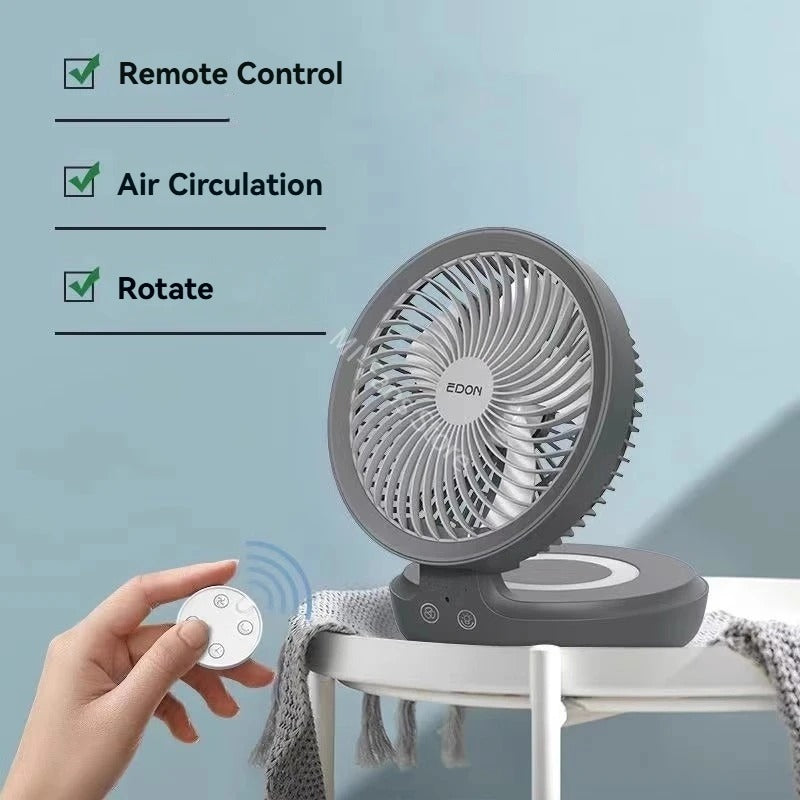 Edon E808/E808Y Wireless Suspended Air Circulation Fan Rechargeable Folding Electric Fan Wall-mounted Kitchen Office Table Fan