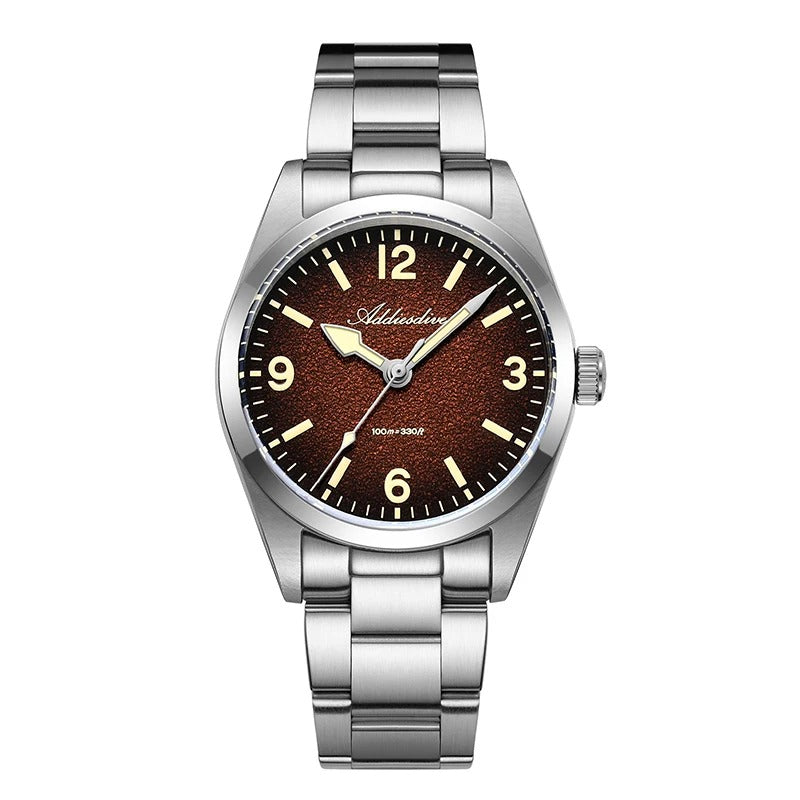 ADDIESDIVE AD2544 Luxury 36MM Quartz Watch 316L Stainless Steel 100M Dive Waterproof C3 Retro Super Luminous Sapphire Wristwatch