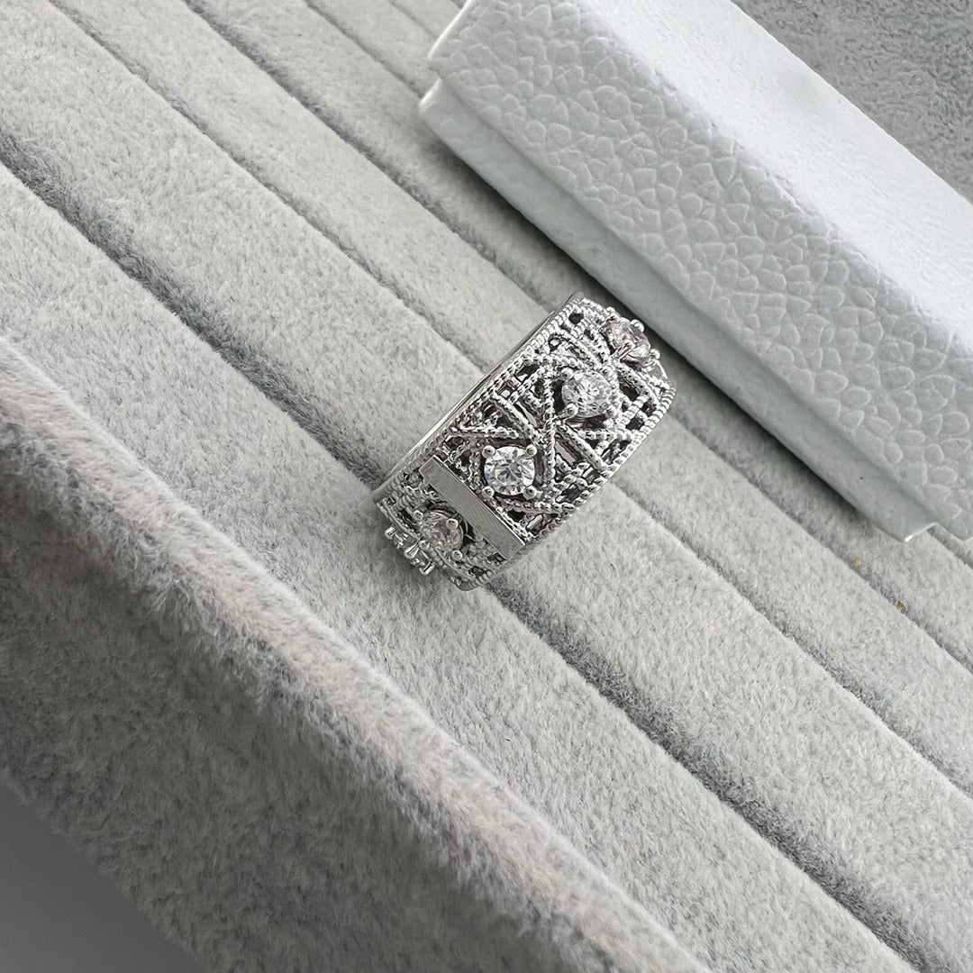2026 Trends 925 Sterling Silver Tengge Pattern Hollow Couple Rings Woman, Luxury Fashion Jewelry for Ladies, Party Accessories