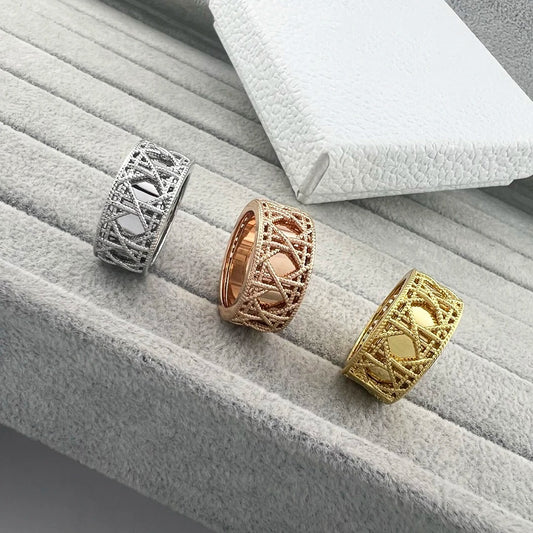 2026 Trends 925 Sterling Silver Tengge Pattern Hollow Couple Rings Woman, Luxury Fashion Jewelry for Ladies, Party Accessories