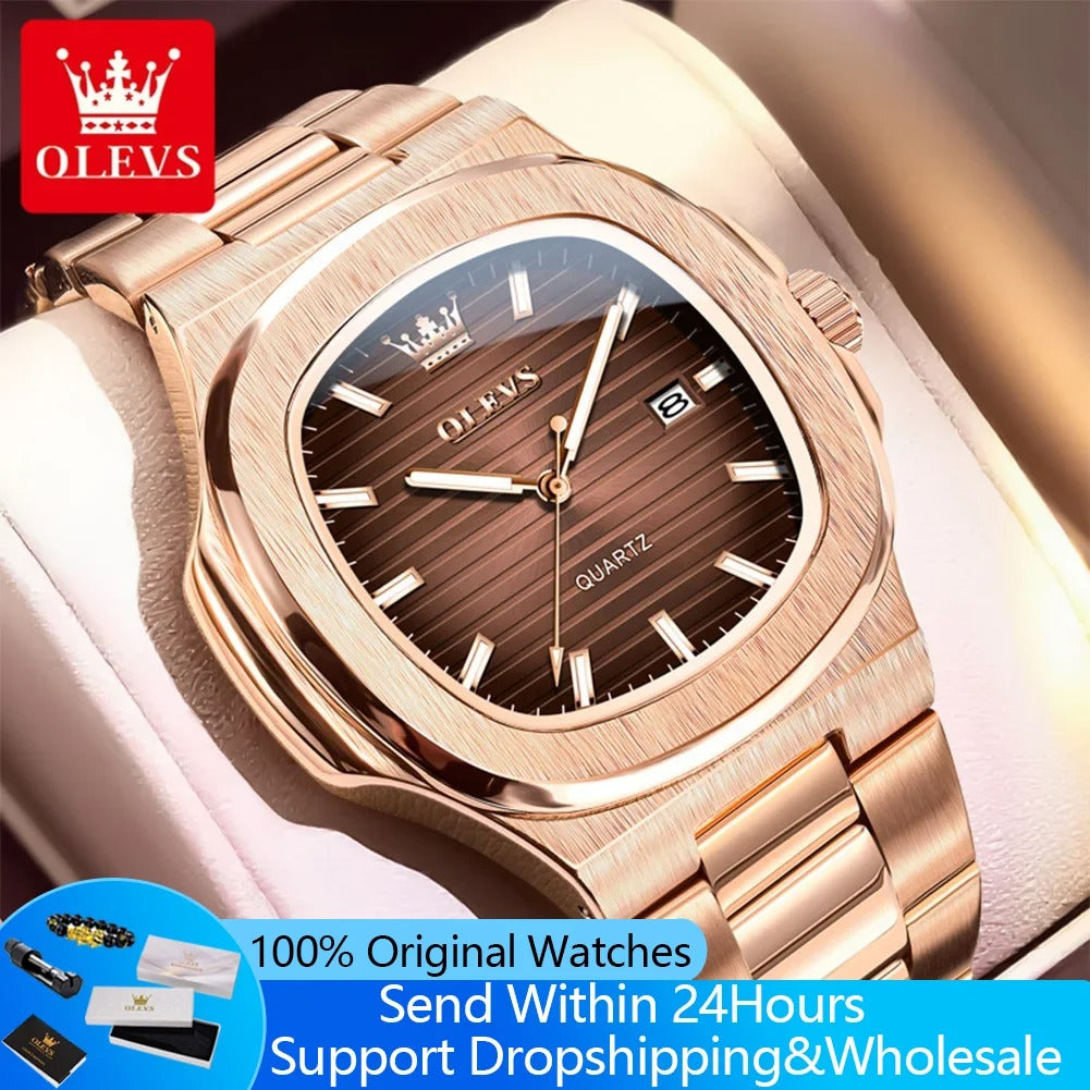 OLEVS 3696 Quartz Watch For Men Luxury Calendar Waterproof Business Men's Wristwatch Luminous Big Dial Fashion Simple Man Watch