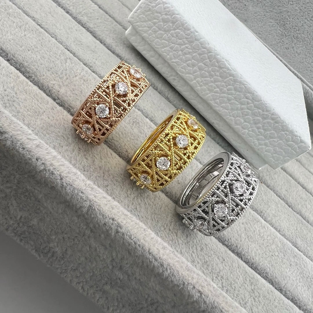 2026 Trends 925 Sterling Silver Tengge Pattern Hollow Couple Rings Woman, Luxury Fashion Jewelry for Ladies, Party Accessories