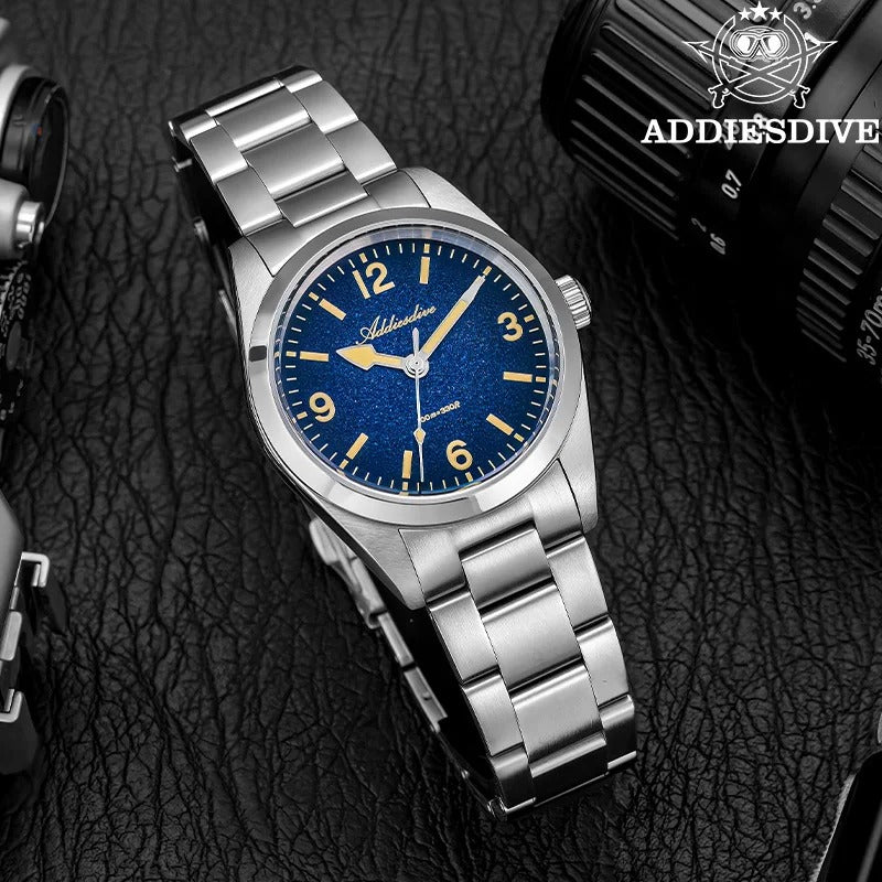 ADDIESDIVE AD2544 Luxury 36MM Quartz Watch 316L Stainless Steel 100M Dive Waterproof C3 Retro Super Luminous Sapphire Wristwatch