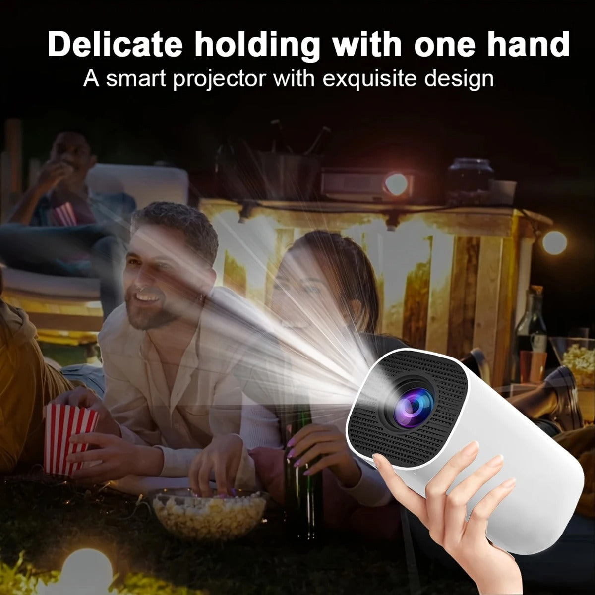 New Portable Projector With WiFi 6 And Wireless 5.0, Native 720P Support 4K Smart Projector, Adjustable Screen, 180° Rotation, B