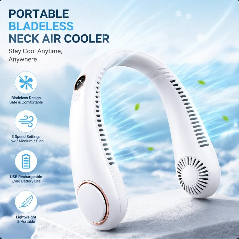 Bladeless Neck Fan,Quiet Rechargeable Neck Fan | Portable Small Wireless Electric Fan for Running, Climbing, Camping, Walking