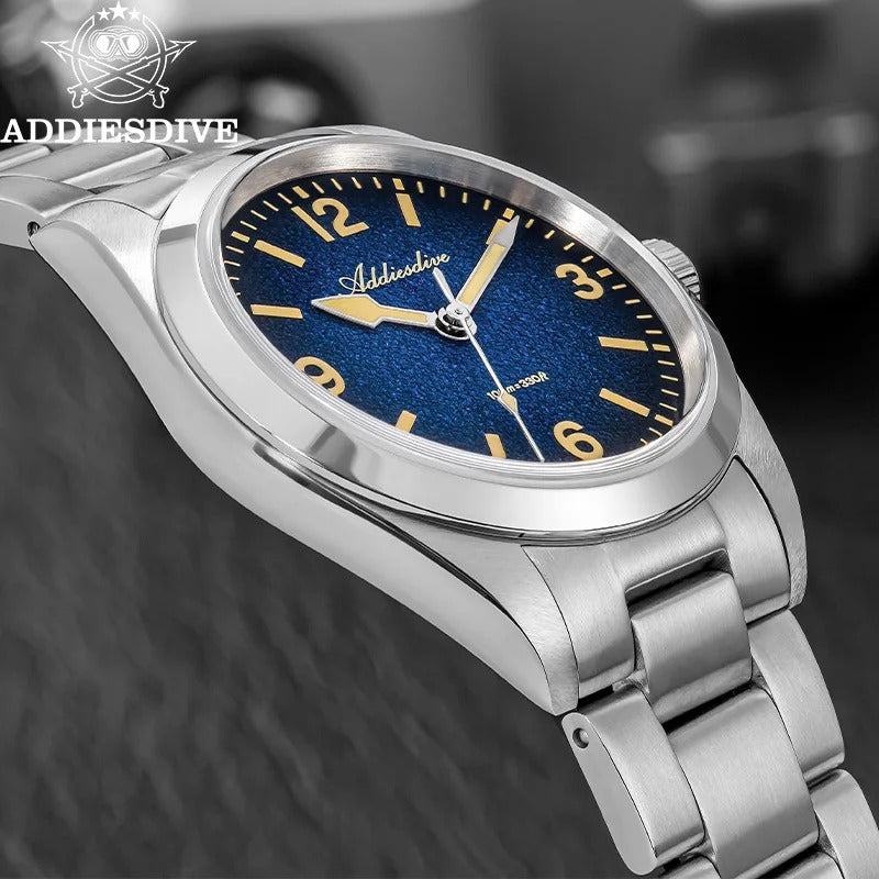 ADDIESDIVE AD2544 Luxury 36MM Quartz Watch 316L Stainless Steel 100M Dive Waterproof C3 Retro Super Luminous Sapphire Wristwatch