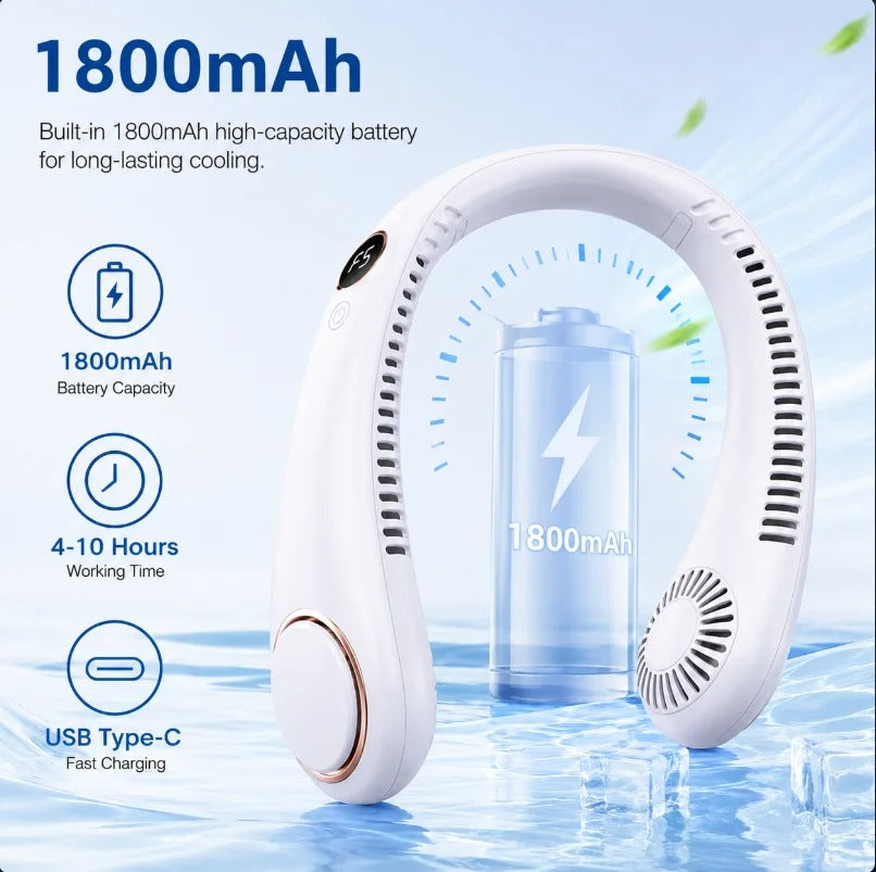 Bladeless Neck Fan,Quiet Rechargeable Neck Fan | Portable Small Wireless Electric Fan for Running, Climbing, Camping, Walking