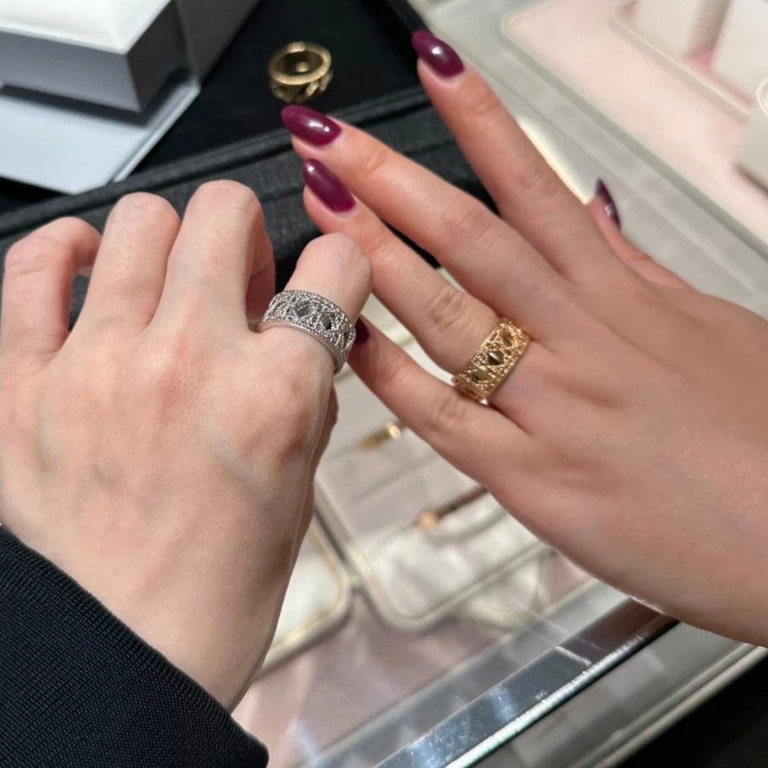 2026 Trends 925 Sterling Silver Tengge Pattern Hollow Couple Rings Woman, Luxury Fashion Jewelry for Ladies, Party Accessories