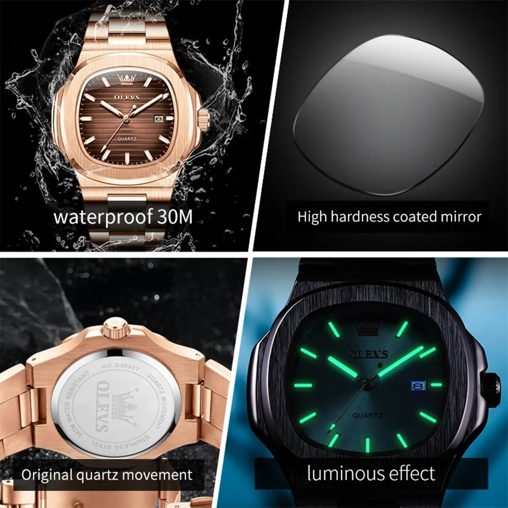 OLEVS 3696 Quartz Watch For Men Luxury Calendar Waterproof Business Men's Wristwatch Luminous Big Dial Fashion Simple Man Watch