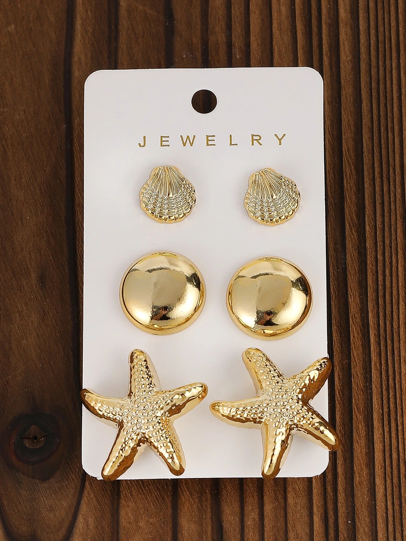 3pairs-12pairs/set Vintage Golden-Plated Earrings Set,Heart&Flower Shaped, Women's Jewelry Gift
