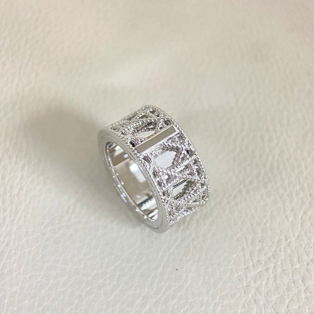 2026 Trends 925 Sterling Silver Tengge Pattern Hollow Couple Rings Woman, Luxury Fashion Jewelry for Ladies, Party Accessories